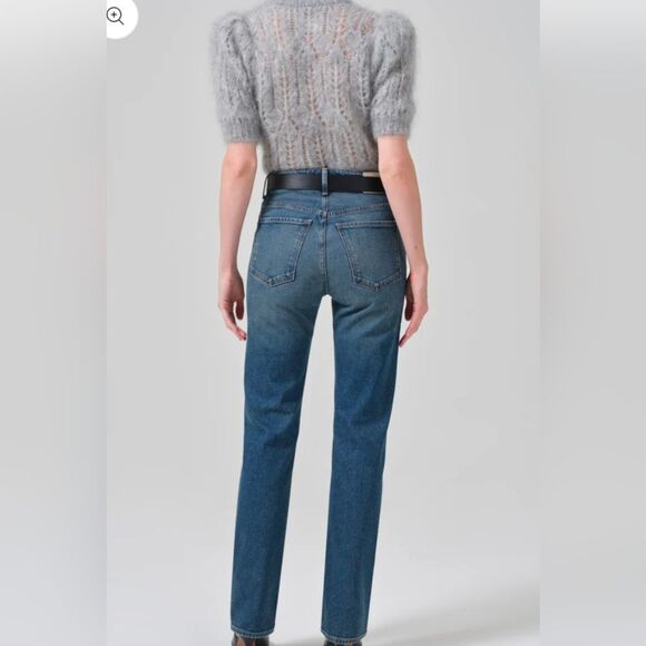 Citizens of Humanity dark wash straight mid rise zip fly jeans size 27 stretch - Picture 2 of 15